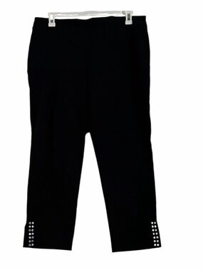 JM Collection Black Ankle Pants Silver Stud Embellished Size 16